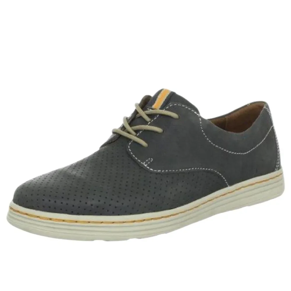 Dunham by‎ New Balance Mens Leather Perforated Oxford Shoes Grey Contrast Stitch